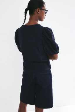 Top con mangas con bordado ingles - H&m фото 4