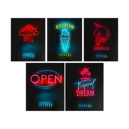 Комплект тетрадей из 5 шт, 36 листов, клетка, Неон, обложка мелованный картон, блок офсет - Calligrata фото 7