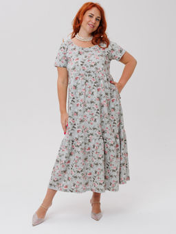 Трикотажное платье серые розы КП-02 (13)