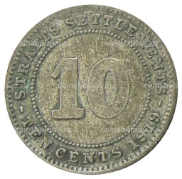 10 центов 1919 года Стрейтс Сетлментс