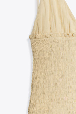CONTRAST SMOCKED MIDI DRESS - Zara фото 16