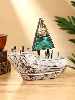 Сувенир «Кораблик», 16×6×17 см, дерево, коричнево-зелёный