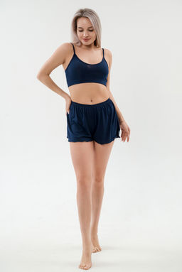 Пижама женская из бра и шорт из вискозы коллекция Лотос темно-синий - Амадэль фото 2