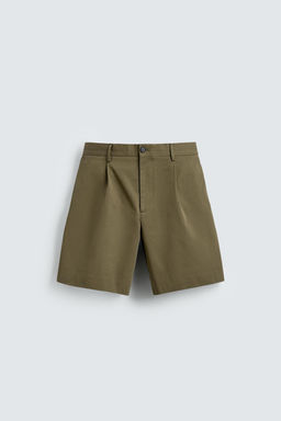 BERMUDA CORTA PLIEGUES AARON LEVINE X ZARA / KAKI OSCURO