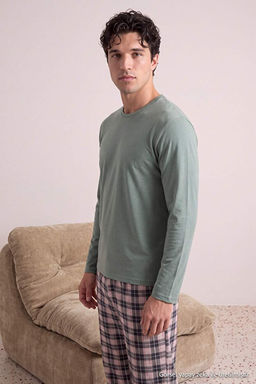Ye_il Regular Fit Ekose Desenli _rme Pijama Tak_m_ TMNAW27PT00008 - Trendyolmilla фото 2