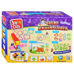 Масса для лепки набор Preschool - Набор дошкольника, чудо-машинка, смен. насадки, доп. пресс-формы, карты-трафареты, 60 аксесс. ,12 баночек, (12 x 50 г.)