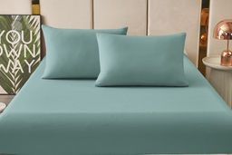 Комплект постельных принадлежностей, простыня на резинке Борт 25 + 2 наволочки 50*70 изумруд