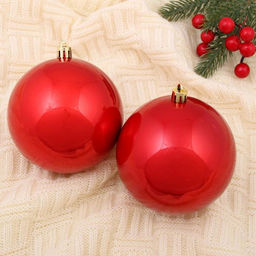 Ёлочные игрушки Глянец, шары новогодние, d=10 см, набор 2 шт., красный