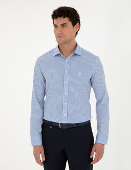 Mavi _izgili Ekstra Slim Fit Uzun Kollu G_mlek