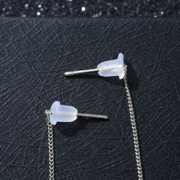 Серьги висячие Цепочки змейки, цвет серебро, 11см - Queen fair фото 2