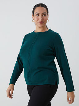 Bisiklet Yaka Dokulu Kad?n Triko Kazak