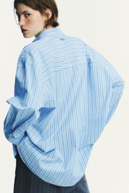 OVERSIZE STRIPED POPLIN SHIRT - Zara фото 15
