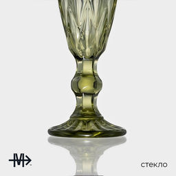 Бокалы для шампанского Magistro «Круиз», 160 мл, 7×20 см, стекло, набор 6 шт., зелёные