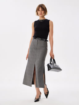 Юбка T-lab TL-SKT-011TK-св.серый клетка  фото 5