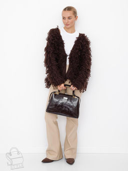 Сумка женская кожаная 9613-1S coffee Velina Fabbaino-Safenta в Новосибирске