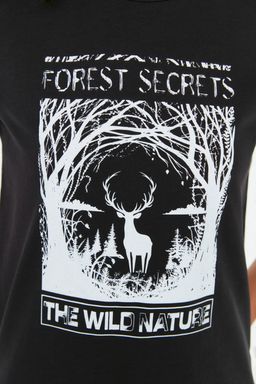 Siyah %100 Organik Pamuk Bask?l? Basic Orme T-Shirt - Trendyolmilla фото 3