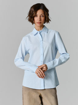 Рубашка женская голубая в полоску