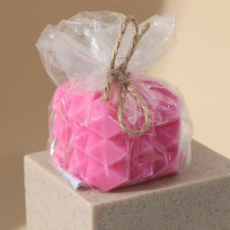 Цена за 2 шт. Свеча интерьерная «Геометрия», розовая, 5,5 х 5 см