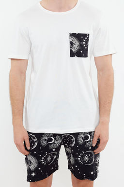 TRENDYOL MAN Ekru Mavi Bask?l? Regular Fit Couple/Cift Orme Sortlu Pijama Tak?m? TMNSS24PT00018 - Trendyolmilla фото 15