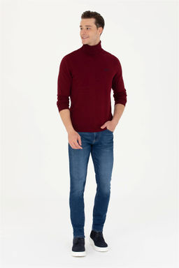 U. S. Polo Assn Мужской бордово-красный базовый свитер - U.s. polo assn фото 4