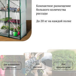 Парник-стеллаж, 5 полок, 190×65×40 см, металлический каркас d=16 мм, чехол спанбонд 60 г/м², дверь из плёнки 100 мкм
