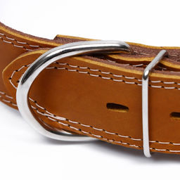 Ошейник кожаный двухслойный на замше, 3,5 см, ОШ 41-51 см, бежевый - Пижон фото 4