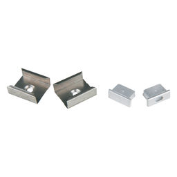 UFE-N12 SILVER A POLYBAG Набор аксессуаров для алюминиевого профиля. Крепежные скобы (4 шт., сталь) и заглушки (4 шт., пластик). Цвет серебро. ТМ Uniel
