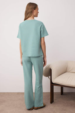 Yesil Bel Baglama Detayl? Waffle Orme Pijama Tak?m? THMAW26PT00050 - Trendyolmilla фото 8