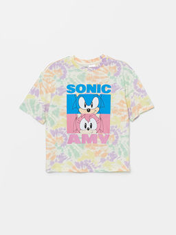 Bisiklet Yaka Sonic Bask?l? K?z ?ocuk Ti??rt