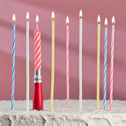 Цена за 5 шт. Свечи для торта, коктейльные 8 шт., 1 музыкальная
