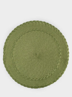 Салфетка под приборы, 38 см, полипропилен, круглая, зеленая, Косы, Matera - Anna lafarg фото 7