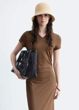 Vestido midi en punto de piqu?