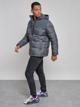Куртка мужская зимняя с капюшоном спортивная великан серого цвета 8377Sr - Wonderrman фото 10