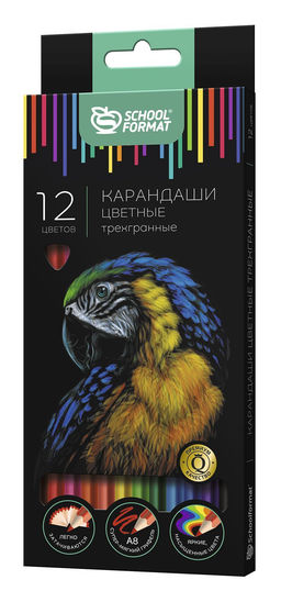 Набор цветных карандашей Schoolformat ДИКАЯ ПЛАНЕТА 12 цв. трехгран. корп. дерев. карт.уп.