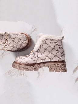 Ботинки 307.PODYUM141 br.Бежевый гучи коричневый/мех