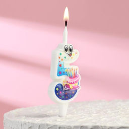Свеча для торта «С глазками», 10.2 см, цветная цифра 5