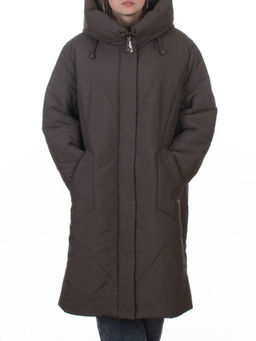 A618 GRAY/BROWN Пальто зимнее женское (верблюжья шерсть, 120 гр. холлофайбер)