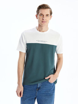 Bisiklet Yaka Renk Bloklu Erkek Ti??rt