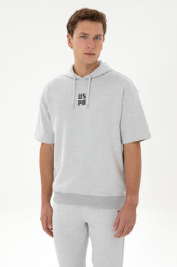 Erkek Comfort Fit Kap__onlu K_sa Kollu Gri Melanj Sweatshirt - U.s. polo assn фото 3