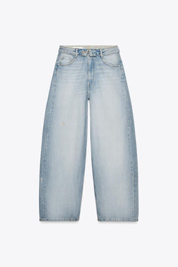 TRF FOLDED HIGH-WAIST JEANS - Zara фото 6