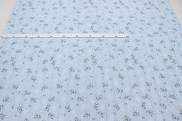 Фактурный хлопок с мережкой-полосой Веточки ромашки на бледно-бирюзовом, ВИД2, ш.1.45м, хл-100% - Купава фото 3