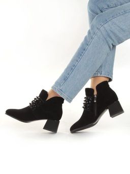01-CGXM12-2R BLACK Ботинки женские (натуральная замша, байка) - Фабричный китай фото 4
