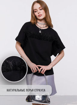 Футболка с перьями страуса, 95% хлопок, 5% лайкра - Sahar art lab фото 14