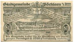 60 геллеров 1920 года Австрия Пёхларн (нотгельд)
