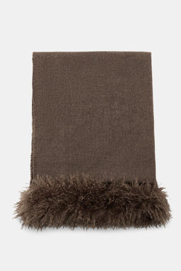 WOOL SCARF WITH FAUX FUR - Zara фото 3