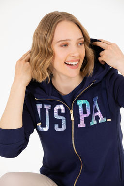 Толстовка женская U.S. Polo Assn Basic темно-синяя хлопок  фото 15