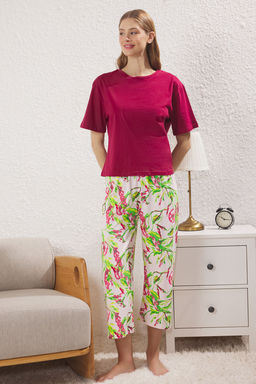 Trendyolmilla Lacivert Cicekli Kapri Orme Pijama Tak?m? THMSS24PT00216  фото 14