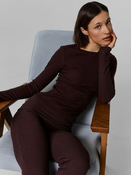 Комплект домашний женский коричневый из рибаны - Mark formelle фото 4