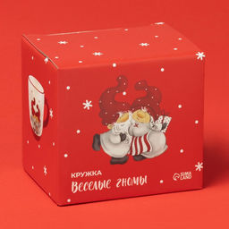 Кружка новогодняя Доляна «Веселые гномы», 320 мл, 11.5×8.5×10 см, белая