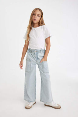 Широкие джинсовые брюки для девочек